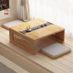 Bàn ZATAKU Kiểu Nhật Gỗ Tăm Tre Cao Cấp, Bàn Trà Ngồi Bệt Gấp Gọn TOTOROHOUSE 5