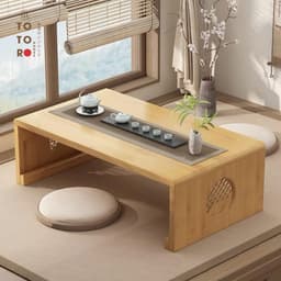 Bàn ZATAKU Kiểu Nhật Gỗ Tăm Tre Cao Cấp, Bàn Trà Ngồi Bệt Gấp Gọn TOTOROHOUSE 6