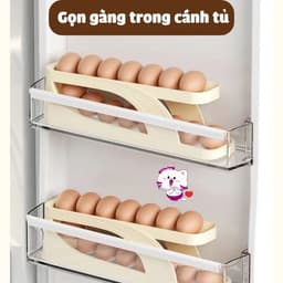 Khay trứng 2 tầng lăn tự động, Khay đựng trứng tủ lạnh tự lăn tiện dụng 7