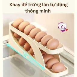 Khay trứng 2 tầng lăn tự động, Khay đựng trứng tủ lạnh tự lăn tiện dụng 2