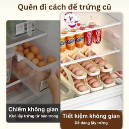 Khay trứng 2 tầng lăn tự động, Khay đựng trứng tủ lạnh tự lăn tiện dụng 3