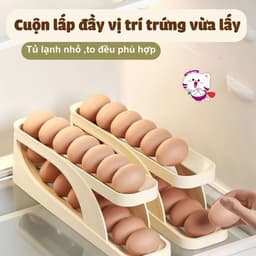 Khay trứng 2 tầng lăn tự động, Khay đựng trứng tủ lạnh tự lăn tiện dụng 1