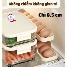 Khay trứng 2 tầng lăn tự động, Khay đựng trứng tủ lạnh tự lăn tiện dụng 6