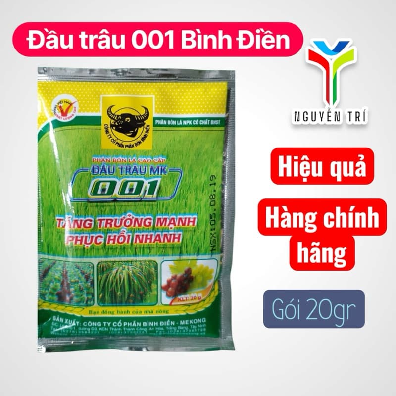 Phân Bón Lá Đầu Trâu 001 (Gói 20g) - Tăng Trưởng Mạnh, Phục Hồi Cây, Kích Chồi, Mập Đọt