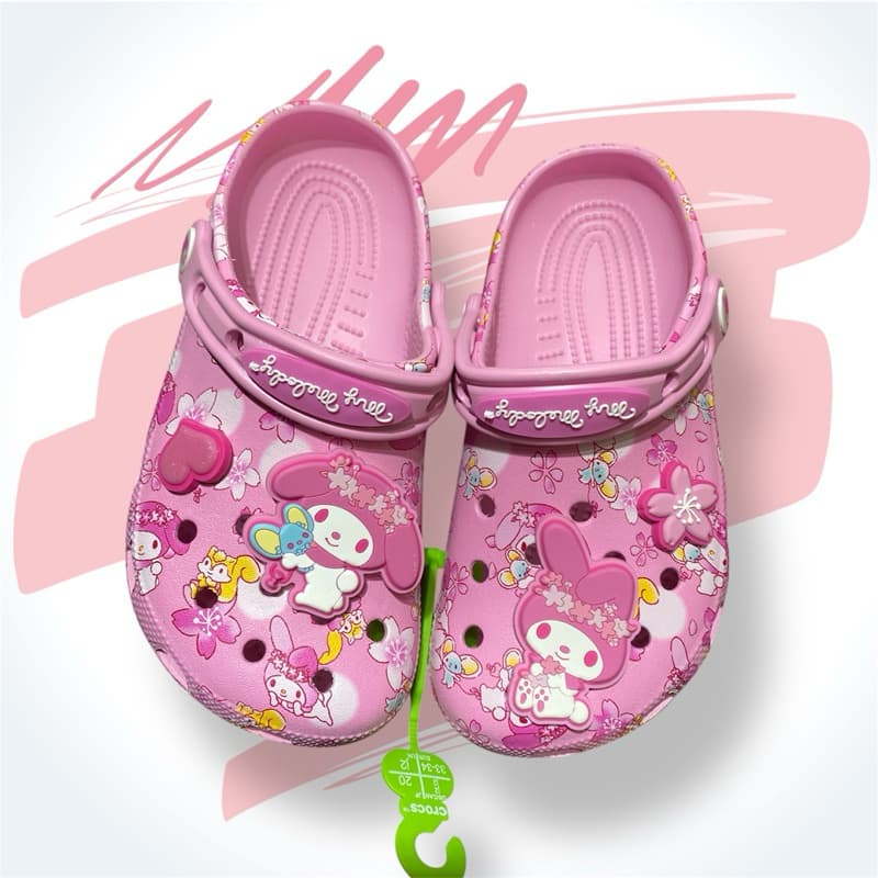 Sục Cá Sấu Trẻ Em Người Lớn Hoạt Hình Melodyy Hồng Đáng Yêu - Kèm Charm Jibits