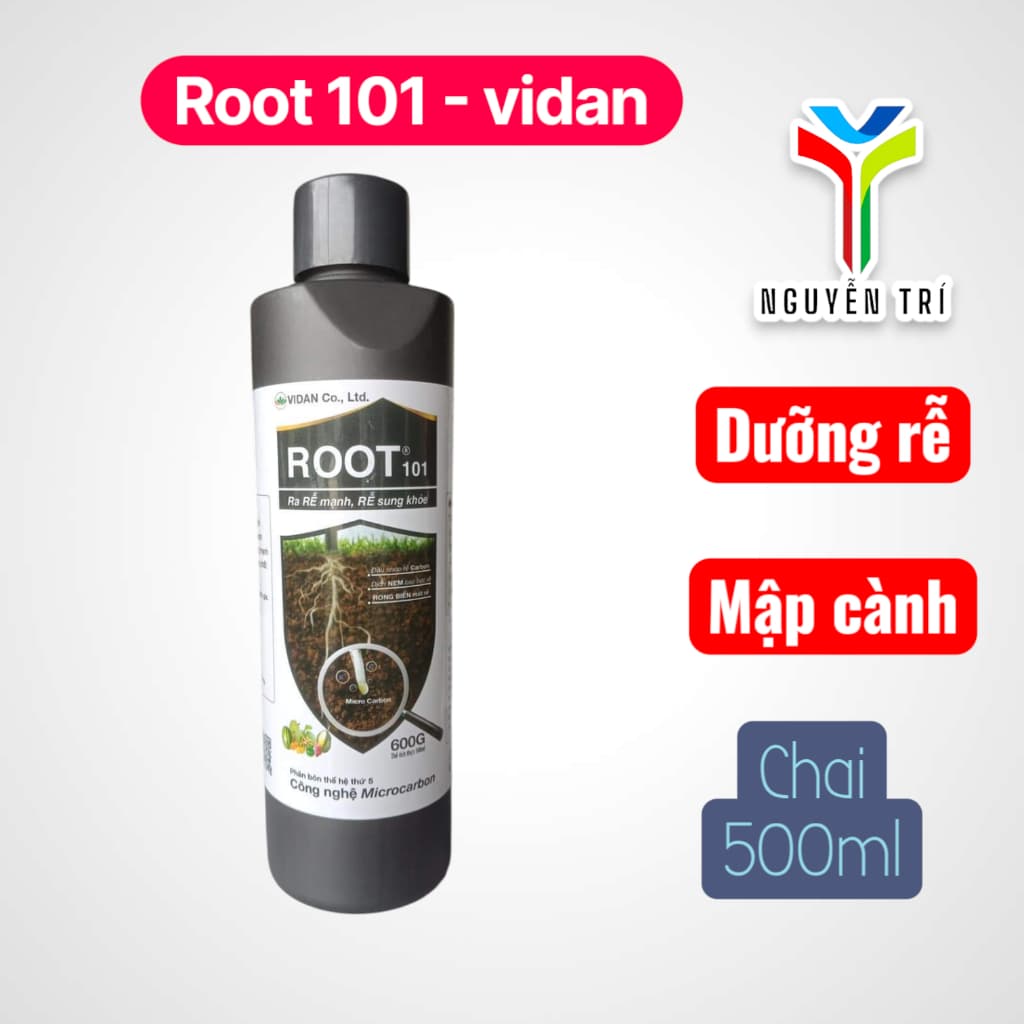 Phân Bón Root 101 VIDAN (Chai 500ml) - Công Nghệ Microcarbon, Ra Rễ Nhanh, Cải Tạo Đất, Ngừa Thối Rễ