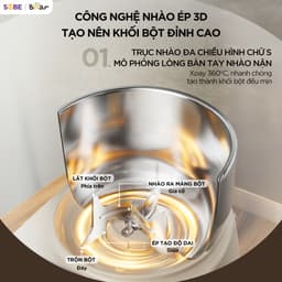 Máy Trộn Bột Bear SM-5H50Z68, Dung Tích 5Lít - Công Suất 180W, Nhồi Và Ủ Tự Động, Hàng Chính Hãng 8