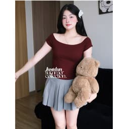 Áo Trễ Vai Cộc Tay Nữ JUSTDUN A55 - Ôm Body, Cotton Co Giãn 4 Chiều, Thoải Mái, Thoáng Mát 6