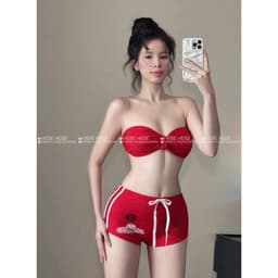 SÉT BIKINI ÁO BRA DÂY XOẮN PHỐI CHÂN VÁY DÂY RÚT BÍ NGẮN 6