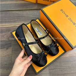 Giày Búp Bê Nữ Phối Nơ Khuy Cạnh Mũi Tròn Hàng Cao Cấp Full Hộp (AH002) 6