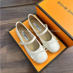 Giày Búp Bê Nữ Phối Nơ Khuy Cạnh Mũi Tròn Hàng Cao Cấp Full Hộp (AH002) 9
