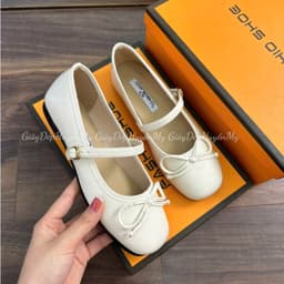 Giày Búp Bê Nữ Phối Nơ Khuy Cạnh Mũi Tròn Hàng Cao Cấp Full Hộp (AH002) 4