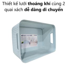 Giỏ Nhựa Chữ Nhật Có Nắp Đậy Việt Nhật Hokori 3336/37/38, Giỏ Đựng Quần Áo Bánh Kẹo Đồ Nhà Bếp 5