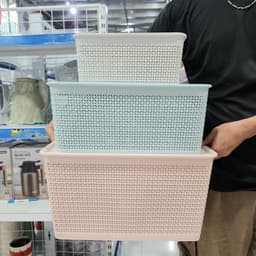Giỏ Nhựa Chữ Nhật Có Nắp Đậy Việt Nhật Hokori 3336/37/38, Giỏ Đựng Quần Áo Bánh Kẹo Đồ Nhà Bếp 6