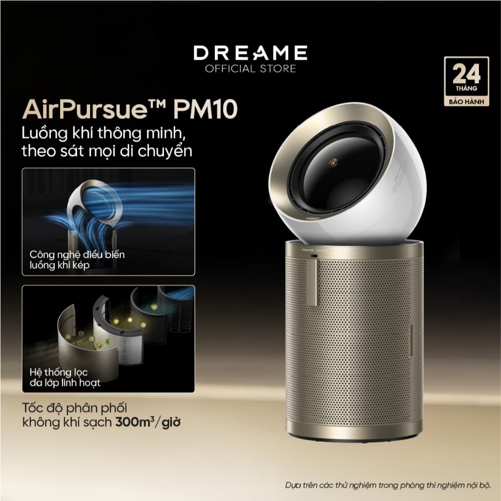 Dreame PM10 Máy lọc không khí & formaldehyde | AI nhận diện chuyển động | Bánh xe ẩn, di chuyển linh hoạt | BH 24 tháng
