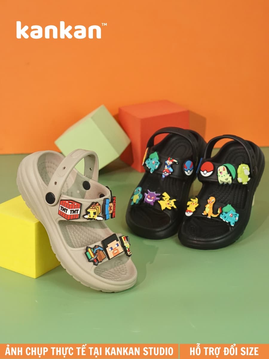 Dép Sandal Bé Trai KanKanStore Giày Xăng Đan Trẻ Em Quai Hậu MineCraft Siêu Nhân Người Nhện Ô Tô KA55