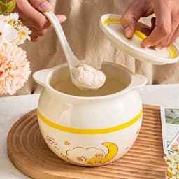 Hũ Đựng Mỡ Lợn Gốm Sứ Chịu Nhiệt Kèm Nắp & Thìa, Âu, Liễn Đựng Mỡ Gia Vị Có Tai Cầm Kèm Nắp Thìa 2