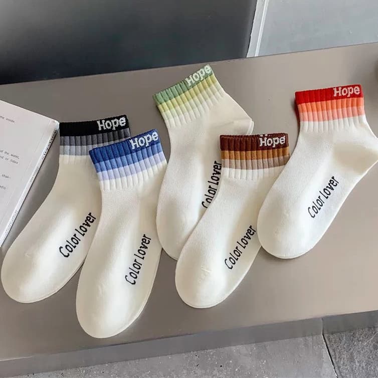 SET 10 Đôi Tất cổ ngắn Hope phối màu, vớ nam nữ cổ ngắn chất liệu cotton co giãn 4 chiều (miễn phí ship)