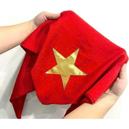 Khăn quàng đỏ sao vàng 1m4, khăn cờ Tổ Quốc, khăn yêu nước, khăn tam giác, ngôi sao vàng vải đũi tơ mềm mại 3