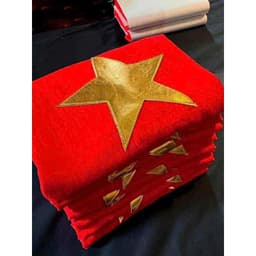 Khăn quàng đỏ sao vàng 1m4, khăn cờ Tổ Quốc, khăn yêu nước, khăn tam giác, ngôi sao vàng vải đũi tơ mềm mại 7