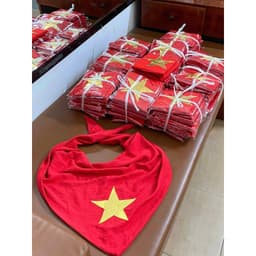 Khăn quàng đỏ sao vàng 1m4, khăn cờ Tổ Quốc, khăn yêu nước, khăn tam giác, ngôi sao vàng vải đũi tơ mềm mại 6