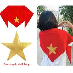 Khăn quàng đỏ sao vàng 1m4, khăn cờ Tổ Quốc, khăn yêu nước, khăn tam giác, ngôi sao vàng vải đũi tơ mềm mại 1