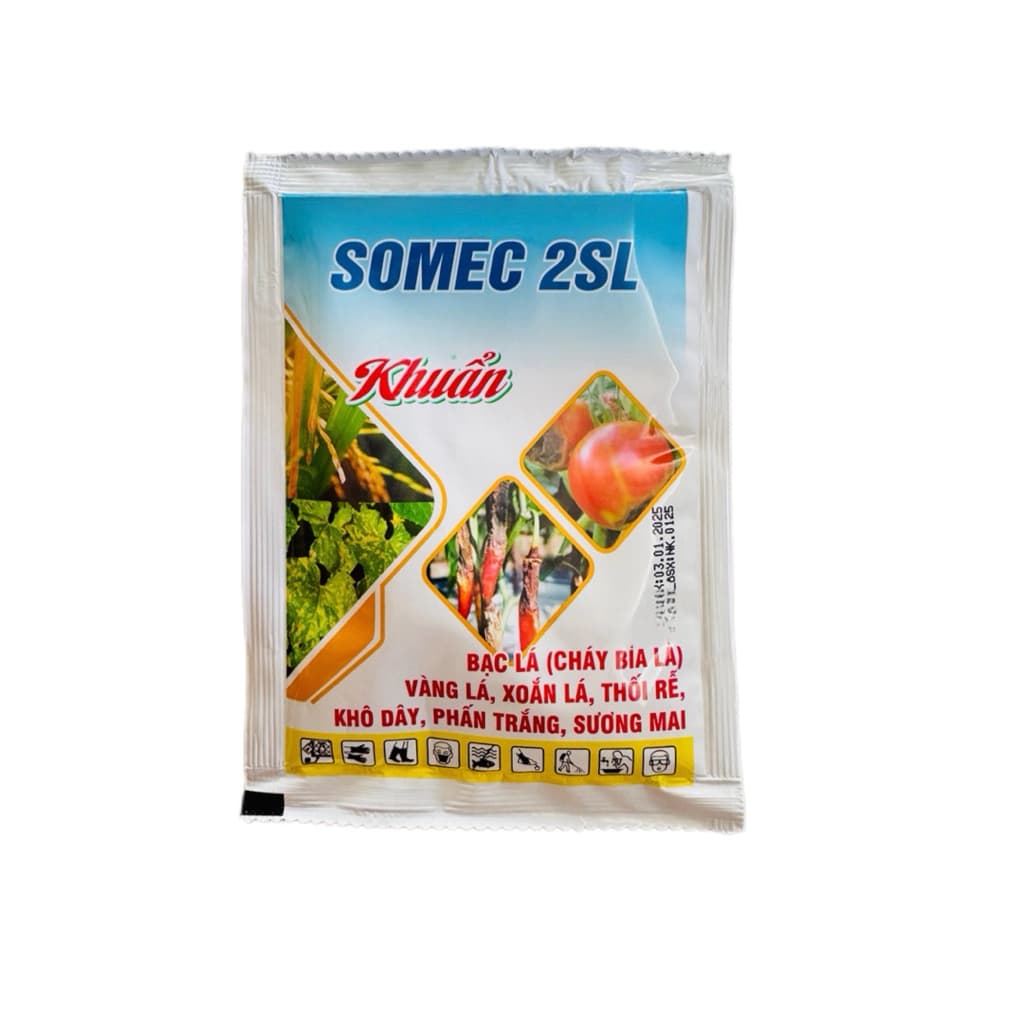 5 GÓI KHUẨN SOMEC 2SL NGỪA VÀNG LÁ, ĐỐM LÁ, CHÁY LÁ, THỐI RỄ, KHÔ DÂY, PHẤN TRẮNG, SƯƠNG MAI GÓI 25GR