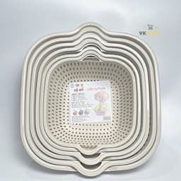 Bộ Rổ Nhựa Vuông Kèm Thau Đựng Rau Củ Quả VIỆT NHẬT 3288/89/90  - DOMUS 6