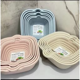 Bộ Rổ Nhựa Vuông Kèm Thau Đựng Rau Củ Quả VIỆT NHẬT 3288/89/90  - DOMUS 4