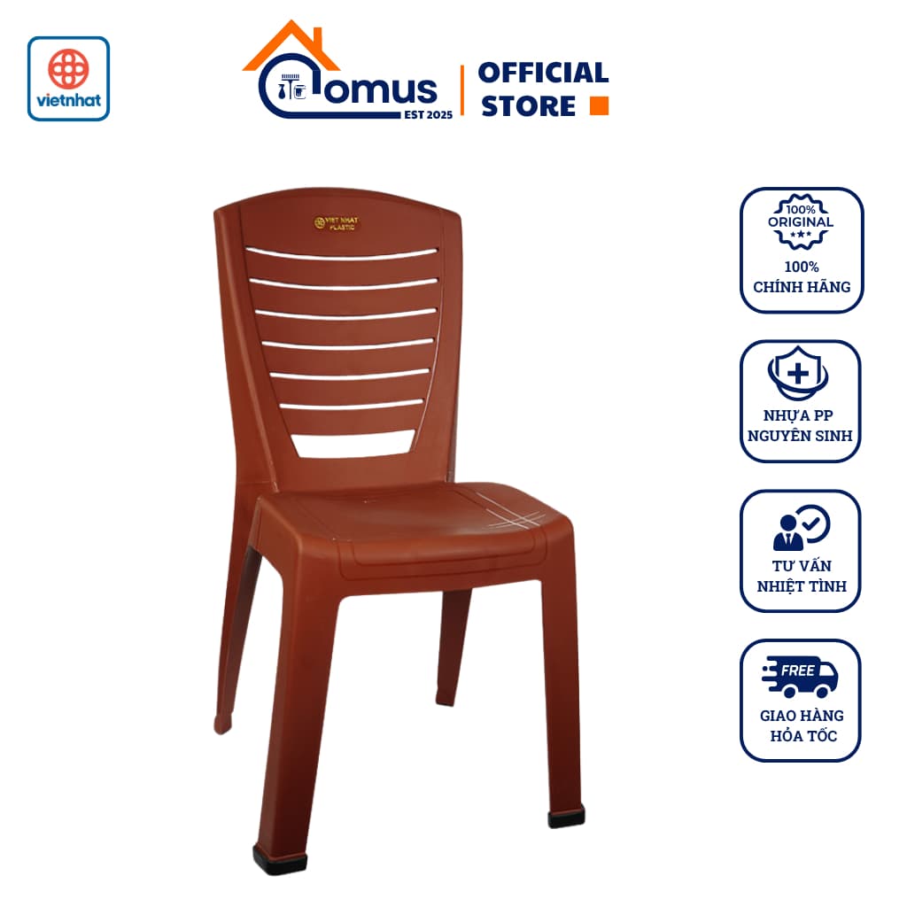 Ghế Tựa Lưng Nhựa Dày Dặn Bền Chắc Chân Cao 45cm Việt Nhật 1941/42 - DOMUS