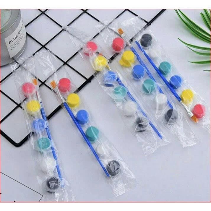 Bộ 6 màu bộ 12 màu acrylic kèm cọ vẽ, chuyên dụng vẽ tranh, tô tượng, vẽ quần áo, giày, đất sét