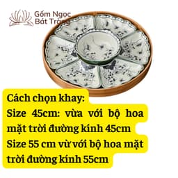 Mâm đựng bát đĩa - Khay đựng bộ bát đĩa hoa mặt trời - Mâm để bộ bán đĩa cúng gia tiên 3