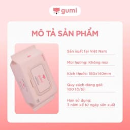 Thùng 10 gói khăn ướt Gumi không cồn không parabens cao cấp dành cho em bé 2
