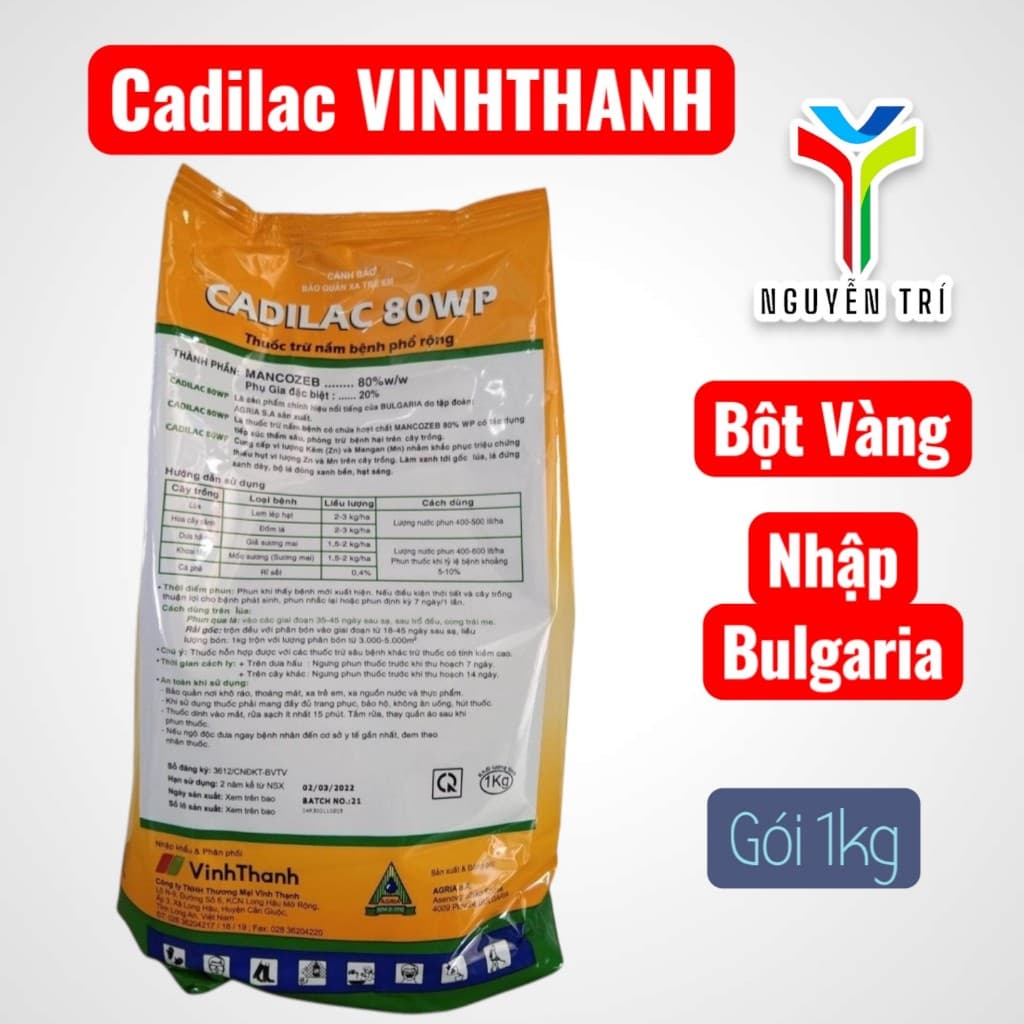 Cadilac 80WP Vàng (Gói 1kg) Hoạt Chất Mancozeb - Phòng Trừ Nấm Bệnh Phổ Rộng, Nhập Khẩu Bulgaria