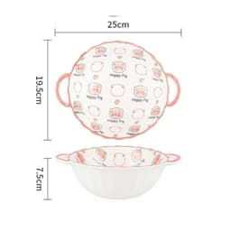 Bộ Bát Đĩa Gốm Sứ họa tiết Heo Hồng xinh xắn gồm 7 món- Set Quà Tặng ý nghĩa cho bé yêu 7