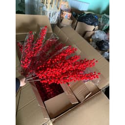 Cành đông đào 12 nhánh màu vàng, trang trí tết, trang trí noel, trang trí tiệc, cắm hoa Decor Phòng 9