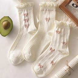 Set 5 Đôi Vớ Cotton Đính Nơ Họa Tiết Hoa Nhỏ Xinh Xắn Phong Cách Harajuku Cho Nữ tt76 LILIRIA 2