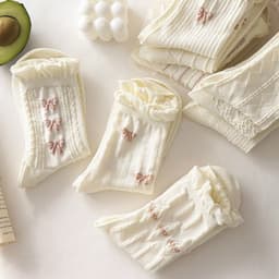 Set 5 Đôi Vớ Cotton Đính Nơ Họa Tiết Hoa Nhỏ Xinh Xắn Phong Cách Harajuku Cho Nữ tt76 LILIRIA 4