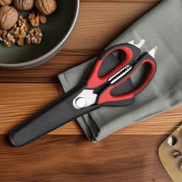 Kéo Cắt Đa Năng 5 trong 1 GKOCH J-26 Màu Đen Đỏ, Cắt Thịt Gà, Gọt Củ, Khui Lọ, Đánh Vảy, Kẹp Cua Ghẹ 4