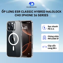 Ốp lưng trong suốt ESR Classic Hybrid HaloLock chống ố vàng hỗ trợ sạc không dây cho iPhone 16 Series có Camera Control 1