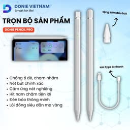 Bút Cảm Ứng iPad Donie Pencil Pro - Bluetooth, Sạc Type-C, Tương Thích iPad 2018–2025, Hiển Thị Pin, Chống Tì Đè AP01 5