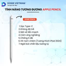 Bút Cảm Ứng iPad Donie Pencil Pro - Bluetooth, Sạc Type-C, Tương Thích iPad 2018–2025, Hiển Thị Pin, Chống Tì Đè AP01 7