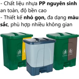 Thùng Đựng Rác VIỆT NHẬT 8020, Thùng Rác Nắp Bật 2 Ngăn, Dung Tích 40L - DOMUS 2