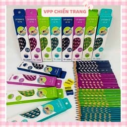 Hộp 12 cây bút chì 2B định vị có tẩy chuyên dùng để luyện viết, điều chỉnh đúng cách cầm bút cho bé tặng kèm gọt bút chì 1