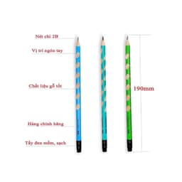 Hộp 12 cây bút chì 2B định vị có tẩy chuyên dùng để luyện viết, điều chỉnh đúng cách cầm bút cho bé tặng kèm gọt bút chì 2