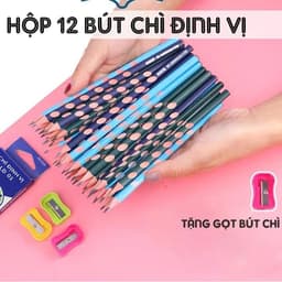 Hộp 12 cây bút chì 2B định vị có tẩy chuyên dùng để luyện viết, điều chỉnh đúng cách cầm bút cho bé tặng kèm gọt bút chì 3