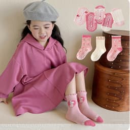 Set 5 Đôi Tất Vớ Cho Bé Cotton Chống Trượt Họa Tiết Thỏ và Hoa Hồng Đáng Yêu, Siêu An Toàn Và Thoải Mái TE102 6