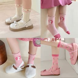Set 5 Đôi Tất Vớ Cho Bé Cotton Chống Trượt Họa Tiết Thỏ và Hoa Hồng Đáng Yêu, Siêu An Toàn Và Thoải Mái TE102 7