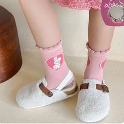 Set 5 Đôi Tất Vớ Cho Bé Cotton Chống Trượt Họa Tiết Thỏ và Hoa Hồng Đáng Yêu, Siêu An Toàn Và Thoải Mái TE102 9