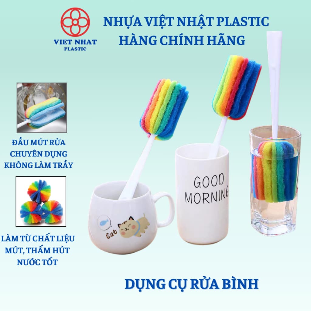 Cọ Bọt Biển 7 Màu Đa Năng Vệ Sinh Bình Sữa, Bình Nước, Cốc Tập Uống Cho Bé- Việt Nhật Official